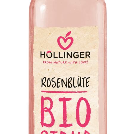 Höllinger Rosenblütensirup in der Flasche