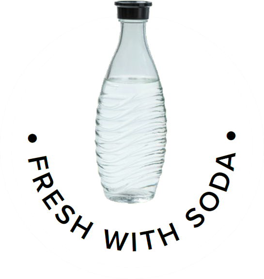 Illustration einer Soda-Stream Flasche mit dem Schriftzug "Fresh with Soda"